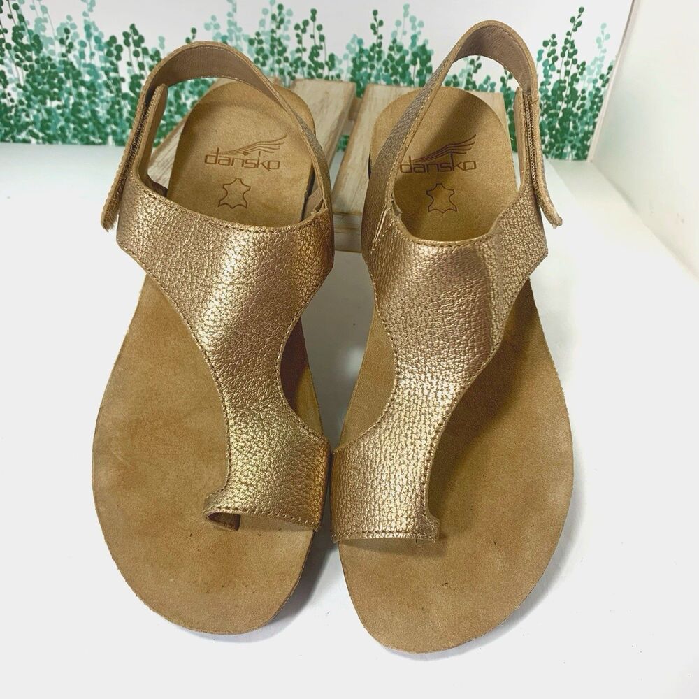 Dansko Women's Reece Leather Golden Toe Loop Sandals Size 37 EU Or 6.5-7 US